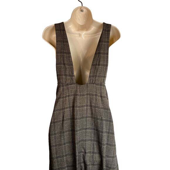 Free People plaid Jumper Vest Dress Tunic Twee Academia Retro 0 - Picture 8 of 12